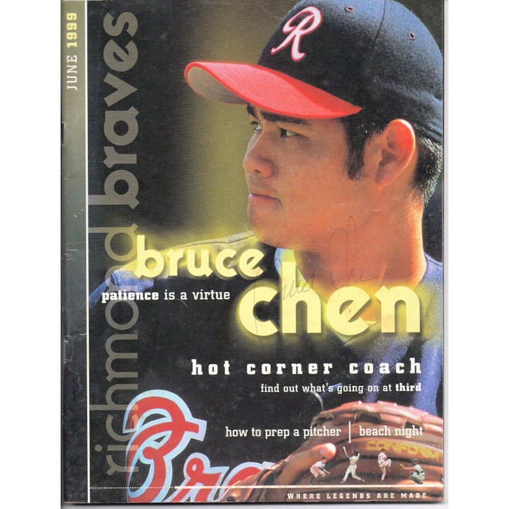 Bruce Chen SIGNED Program Magazine Richmond Braves June 1999